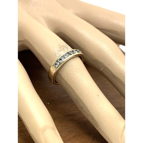 Women's Wedding Band Diamond 0.10ctw 14k Yellow Gold Stackable Ring Size 6 - Picture 6 of 14